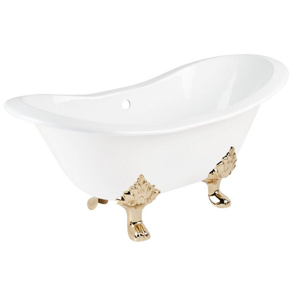 61" Arabella Cast Iron Double-Slipper Tub - Lion Paw Feet - Tap Deck, , large image number 8