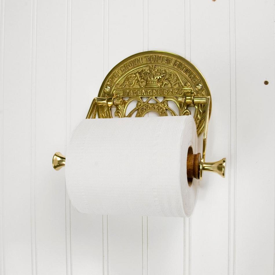 Signature Hardware 296460 Ceeley Collection Wall-Mount Toilet Paper Holder Finish: Polished Brass