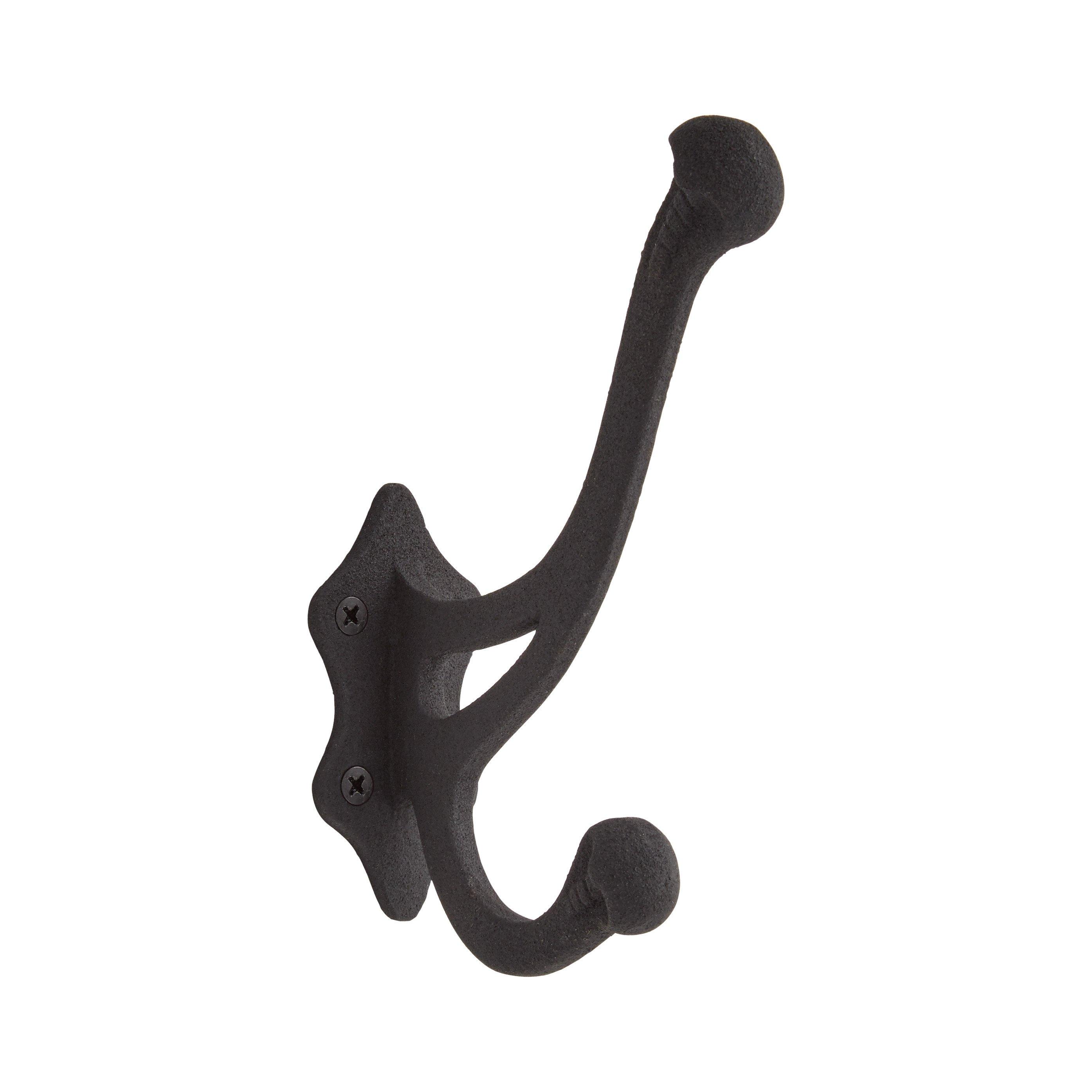 Signature Hardware 915867 1-5/8 inch Wide Double Coat and Hat Hook - Black