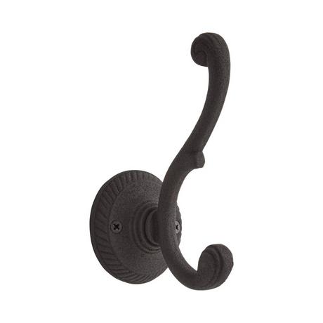Cast Iron Double Coat Hook with Rope Backplate