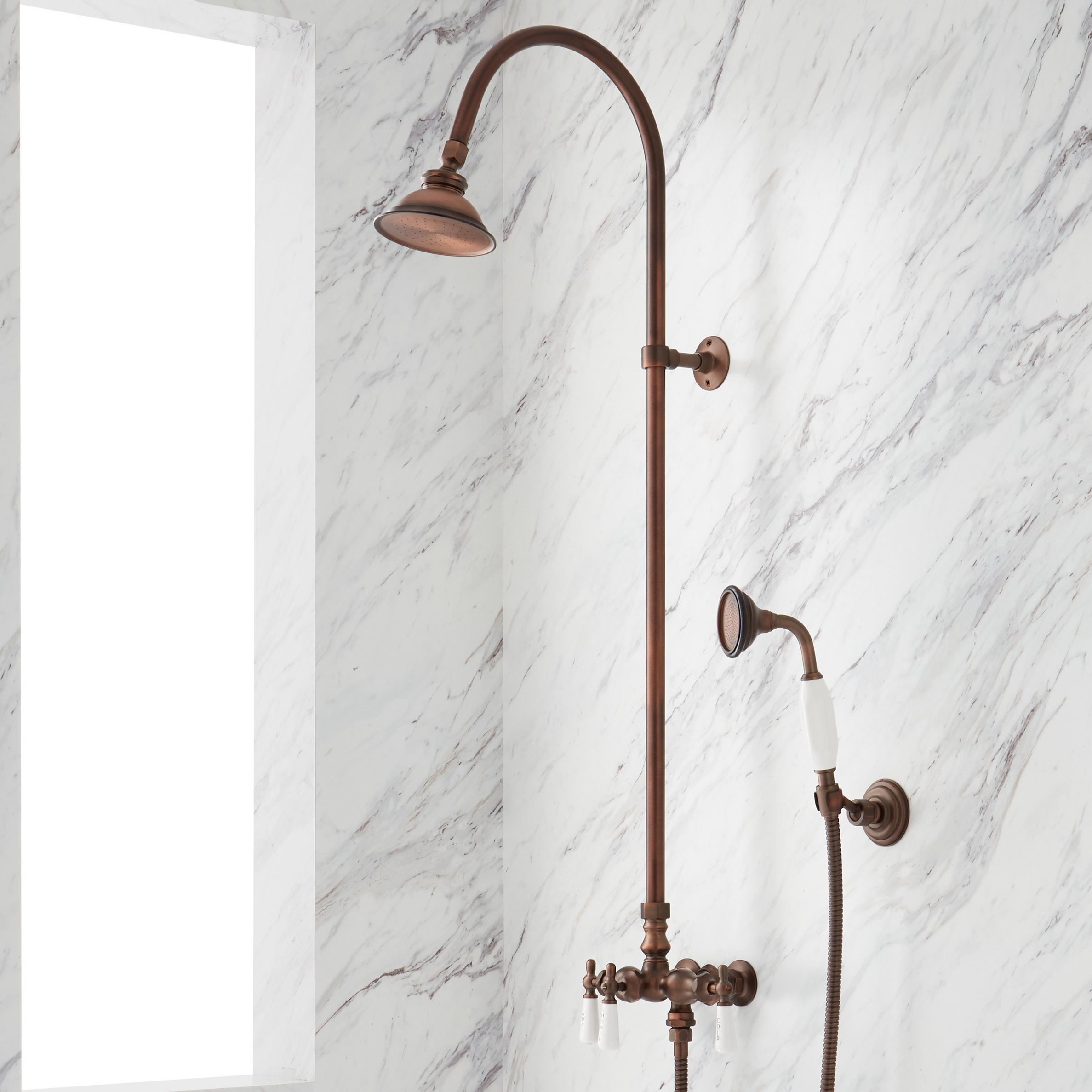 Baywood Exposed Pipe Shower With Hand Shower Signature Hardware