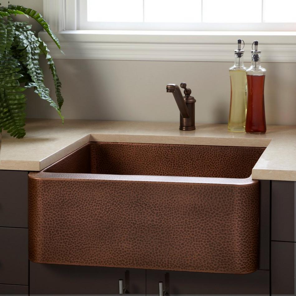 25" Fiona Hammered Copper Farmhouse Sink, , large image number 0