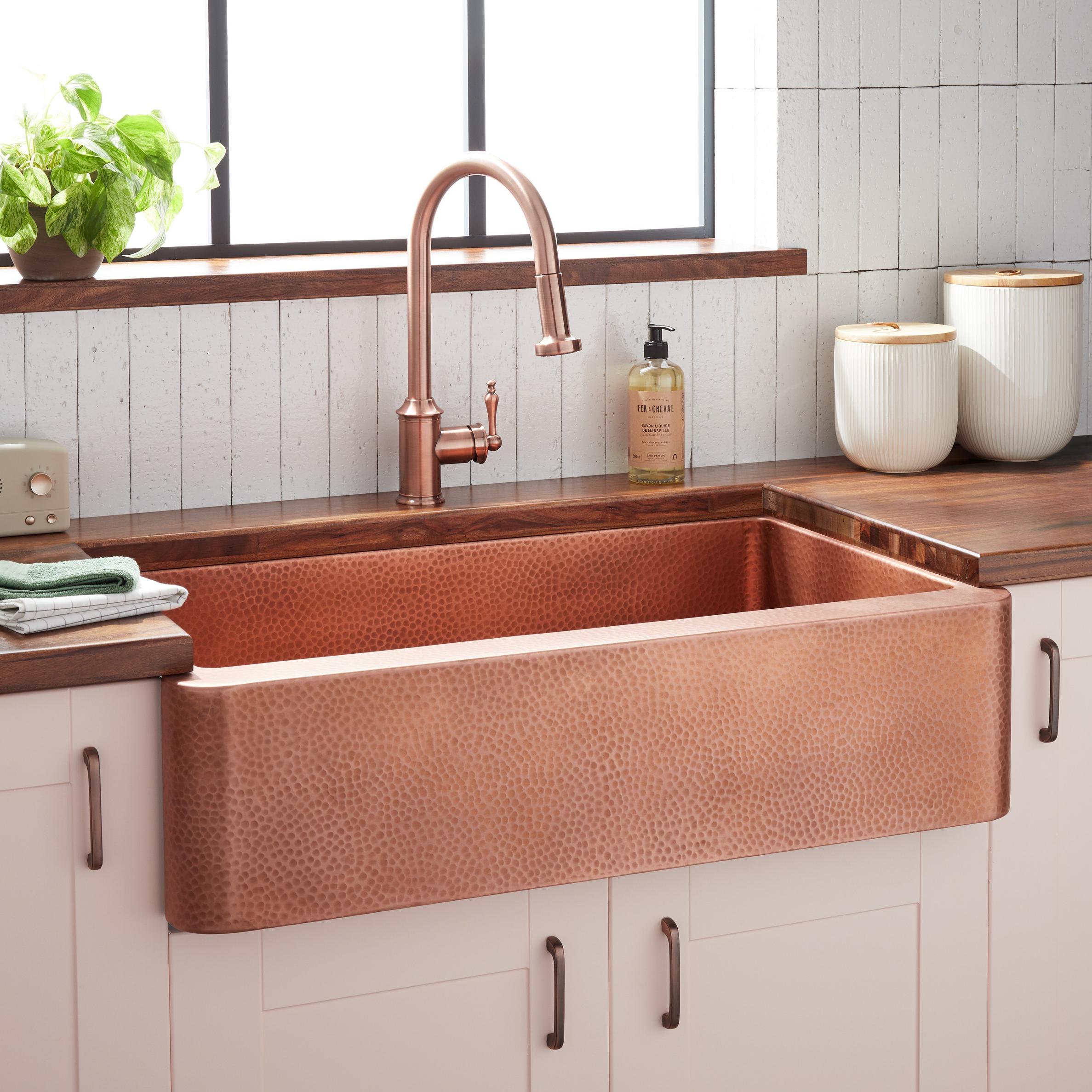 36 Fiona Hammered Copper Farmhouse Sink Signature Hardware