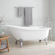 66" Goodwin Cast Iron Slipper Clawfoot Tub - Chrome Feet - Rolled Rim - No Tap Holes, , large image number 0