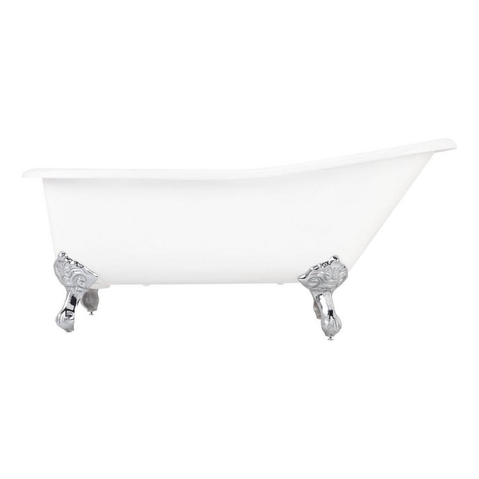 66" Goodwin Cast Iron Slipper Clawfoot Tub - Chrome Feet - Rolled Rim - No Tap Holes, , large image number 2