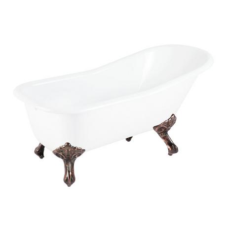 66" Goodwin Cast Iron Slipper Clawfoot Tub - Rolled Rim - Imperial Feet