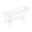 66" Goodwin Cast Iron Slipper Clawfoot Tub - White Feet - Rolled Rim - No Tap Holes, , large image number 1