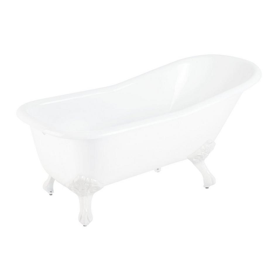 66" Goodwin Cast Iron Slipper Clawfoot Tub - White Feet - Rolled Rim - No Tap Holes, , large image number 1