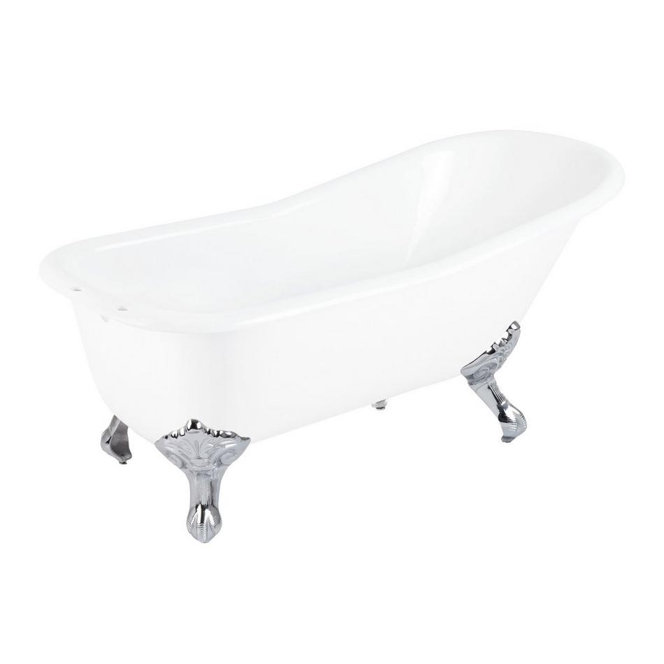 66" Goodwin Cast Iron Slipper Clawfoot Tub - Chrome Feet - Tap Deck - 7" Tap Holes, , large image number 1