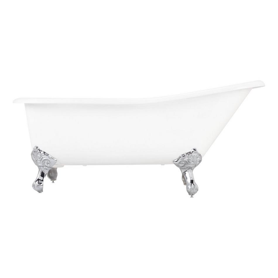 66" Goodwin Cast Iron Slipper Clawfoot Tub - Chrome Feet - Tap Deck - 7" Tap Holes, , large image number 2