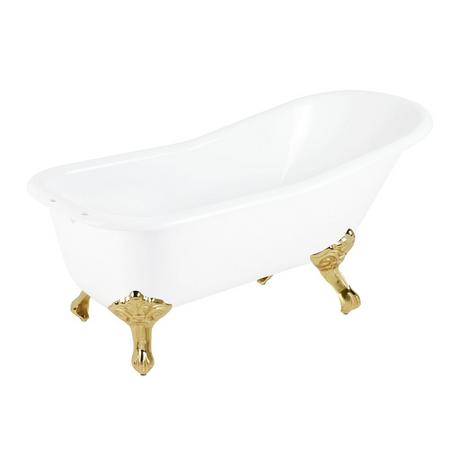 66" Goodwin Cast Iron Slipper Clawfoot Tub - Tap Deck - 7" Tap Holes - Imperial Feet