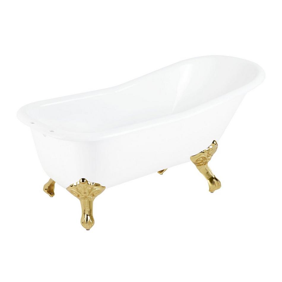 Abbey 48 in. Cast Iron Roll Top Clawfoot Non-Whirlpool Bathtub in White with Faucet Holes and Polished Chrome Feet Abbey 48 in. Cast Iron Roll Top Clawfoot Non-Whirlpool Bathtub in White with Faucet Holes and Polished Chrome Feet