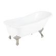 66" Goodwin Cast Iron Slipper Clawfoot Tub - Brushed Nickel Imperial Feet-Tap Deck-7" Tap Holes, , large image number 1