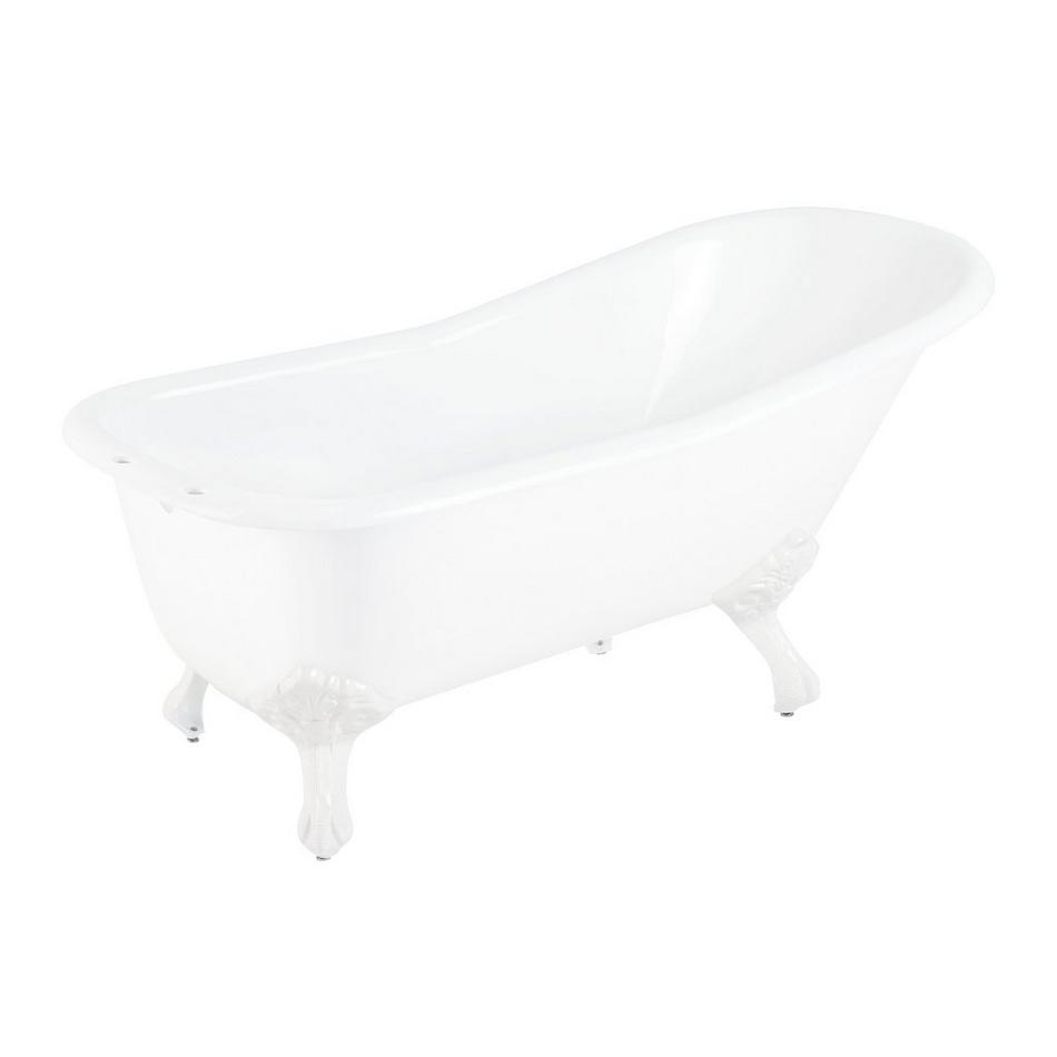 66" Goodwin Cast Iron Slipper Clawfoot Tub - White Feet - Tap Deck - 7" Tap Holes, , large image number 1