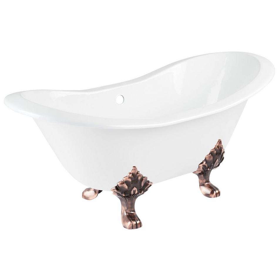 72" Arabella Cast Iron Double-Slipper Tub - Lion Paw Feet - Tap Deck, , large image number 7