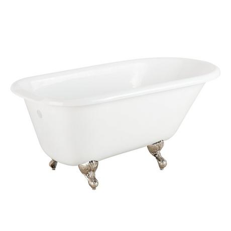 54" Miya Cast Iron Roll-Top Clawfoot Tub - Tap deck - No Tap Holes - Ball & Claw