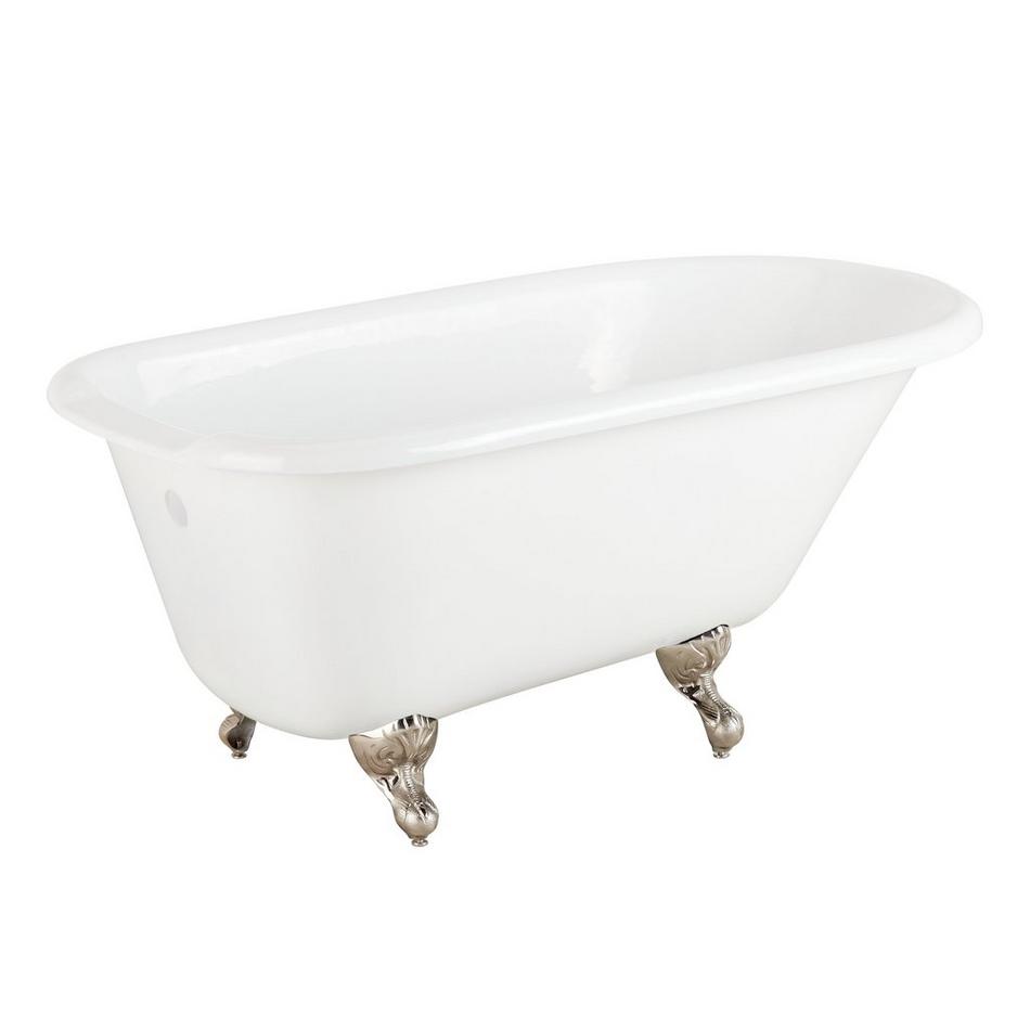 54" Miya Cast Iron Roll-Top Clawfoot Tub - Brushed Nickel Feet - Tap Deck - No Tap Holes, , large image number 0