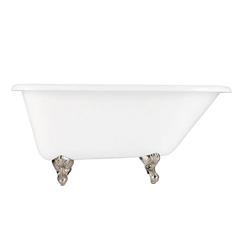 54" Miya Cast Iron Roll-Top Clawfoot Tub - Brushed Nickel Feet - Tap Deck - No Tap Holes, , large image number 1