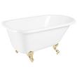 54" Miya Cast Iron Roll-Top Clawfoot Tub - Polished Brass Feet - Tap Deck - 7" Rim Holes, , large image number 0