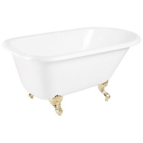 54" Miya Cast Iron Roll-Top Clawfoot Tub with Tap Deck and 7" Rim Holes - Ball & Claw Feet