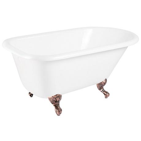 54" Miya Cast Iron Roll-Top Clawfoot Tub with Tap Deck and 7" Rim Holes - Ball & Claw Feet