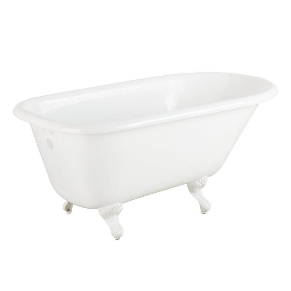 54" Miya Cast Iron Roll-Top Clawfoot Tub - White Feet - 3-3/8" Wall Holes, , large image number 0
