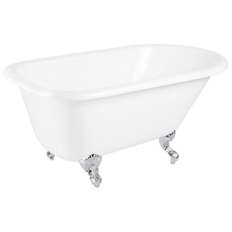 61" Miya Cast Iron Roll-Top Clawfoot Tub with Tap Deck and 7" Rim Holes - Ball & Claw Feet