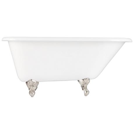 61" Miya Cast Iron Roll-Top Clawfoot Tub with Tap Deck and 7" Rim Holes - Ball & Claw Feet