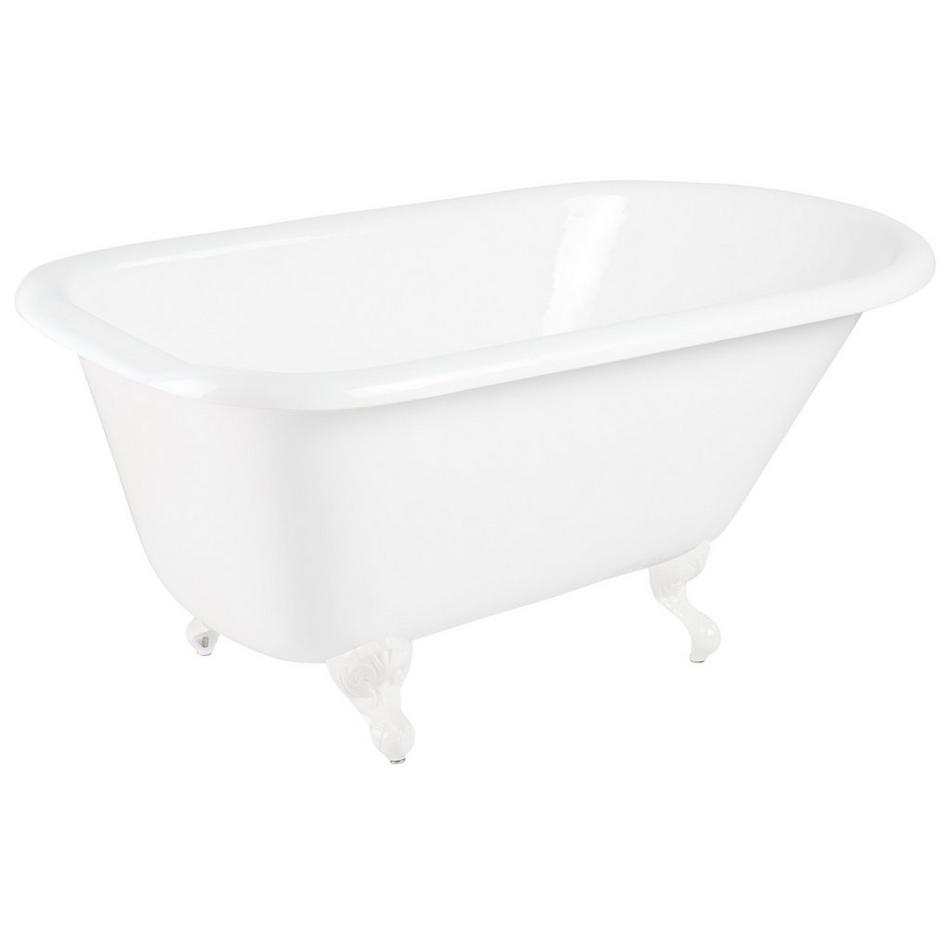 61" Miya Cast Iron Roll-Top Clawfoot Tub - White Feet - Tap Deck - 7" Rim Holes, , large image number 0
