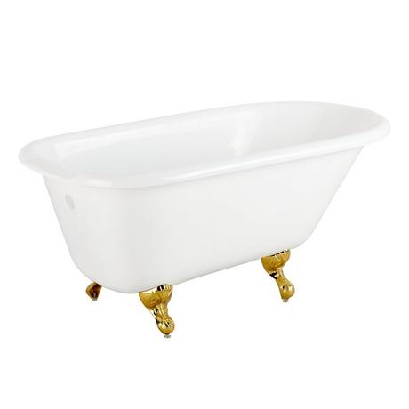66" Miya Cast Iron Roll-Top Clawfoot Tub - Tap deck - No Tap Holes - Ball & Claw