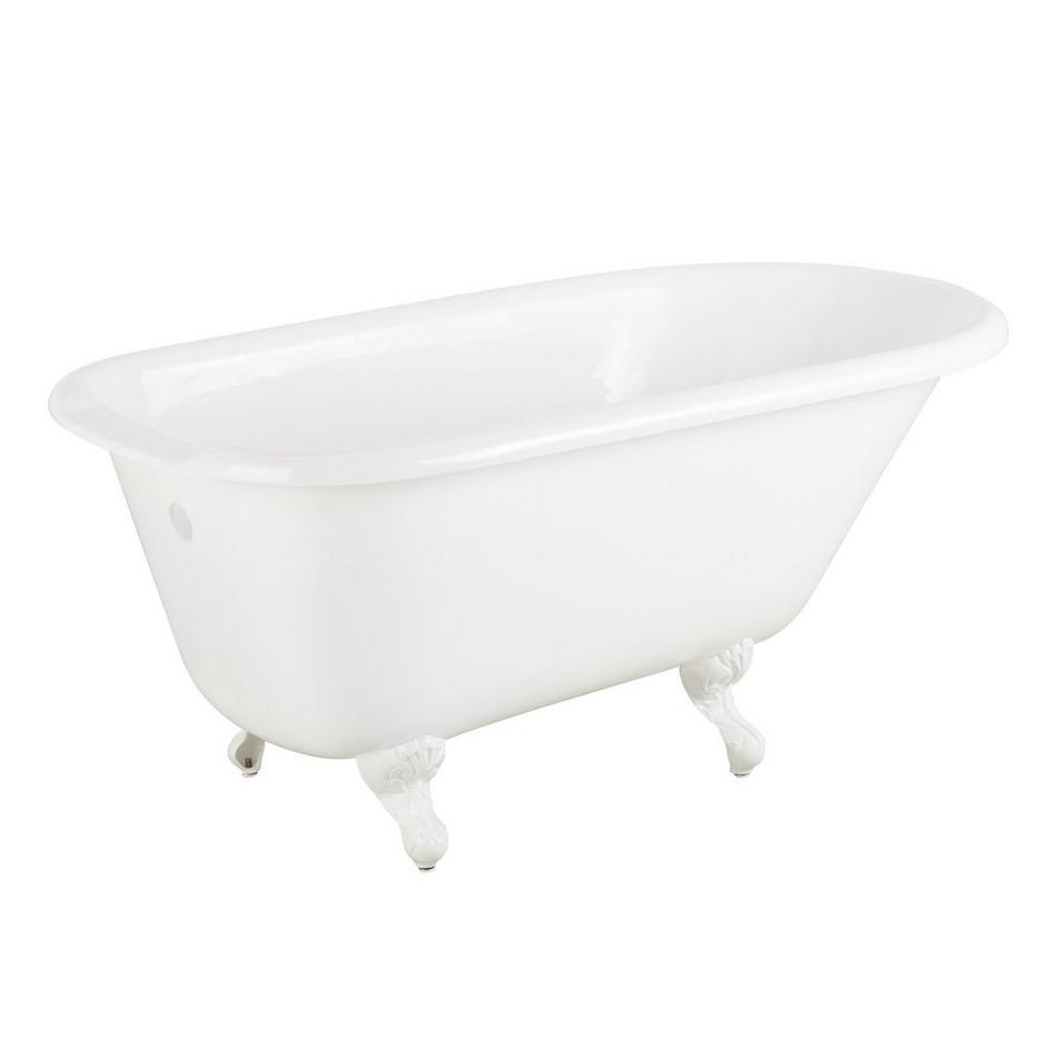 66" Miya Cast Iron Roll-Top Clawfoot Tub - White Feet - Tap Deck - No Tap Holes, , large image number 0