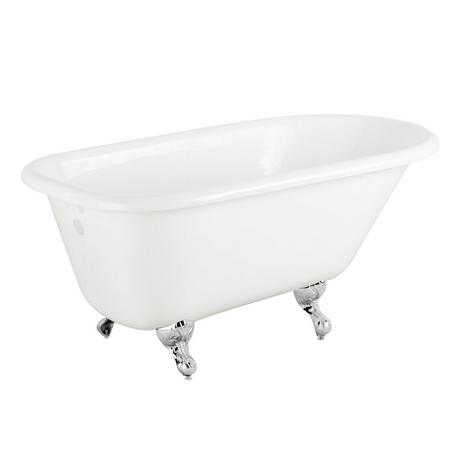 66" Miya Cast Iron Roll-Top Clawfoot Tub - 3-3/8" Wall Holes - Ball & Claw