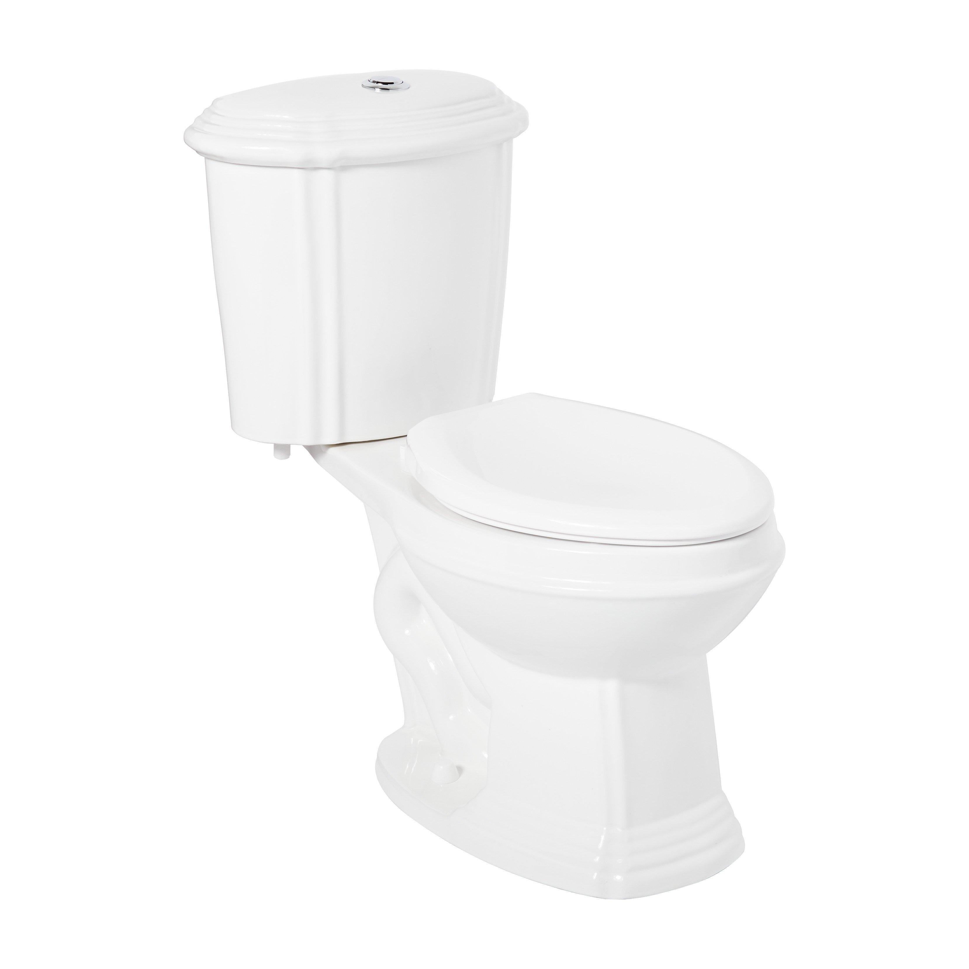 Inodoro WC Tradicional con Cisterna y Tapa de Madera Estilo Retro con  Salida Horizontal - Regent