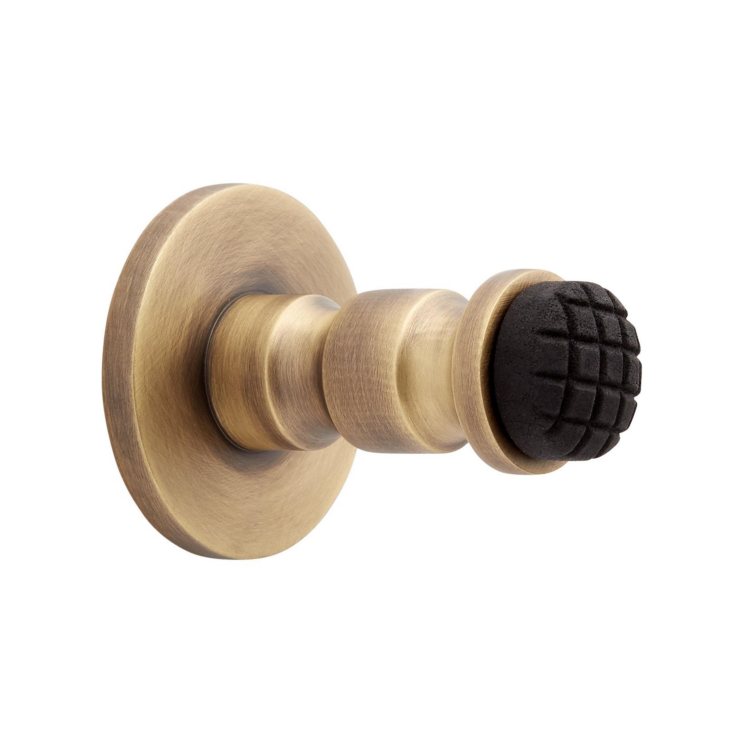 Solid Brass Ridged Doorstop Antique Brass Signature Hardware