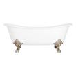 72" Lena Cast Iron Clawfoot Tub - Brushed Nickel Monarch Feet - No Tap Holes, , large image number 2