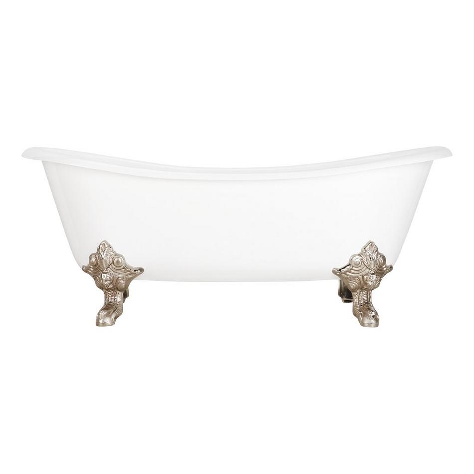 72" Lena Cast Iron Clawfoot Tub - Brushed Nickel Monarch Feet - No Tap Holes, , large image number 2