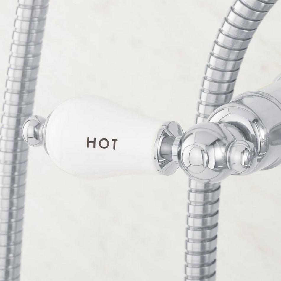 Wall-Mount Telephone Faucet and Hand Shower - Porcelain Lever Handle - Chrome, , large image number 3