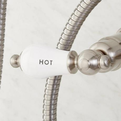 Wall-Mount Telephone Faucet & Hand Shower - Porcelain Lever Handles