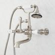Wall-Mount Telephone Faucet and Hand Shower - Porcelain Lever Handle - Brushed Nickel, , large image number 1