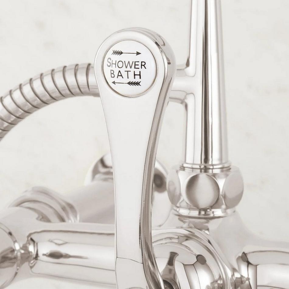 Wall-Mount Telephone Faucet with Porcelain Lever Handles and 4" Wall Couplers - Polished Nickel, , large image number 3