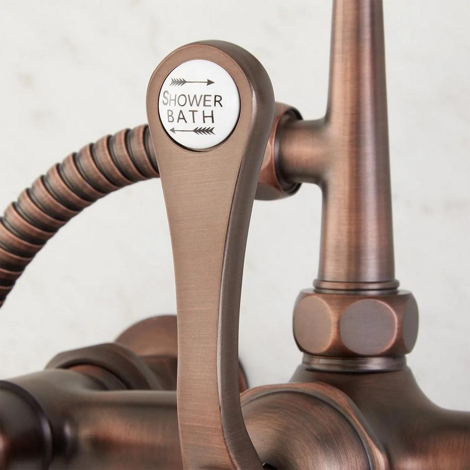 Wall-Mount Telephone Faucet and Hand Shower - Porcelain Lever Handle - Oil Rubbed Bronze, , large image number 2