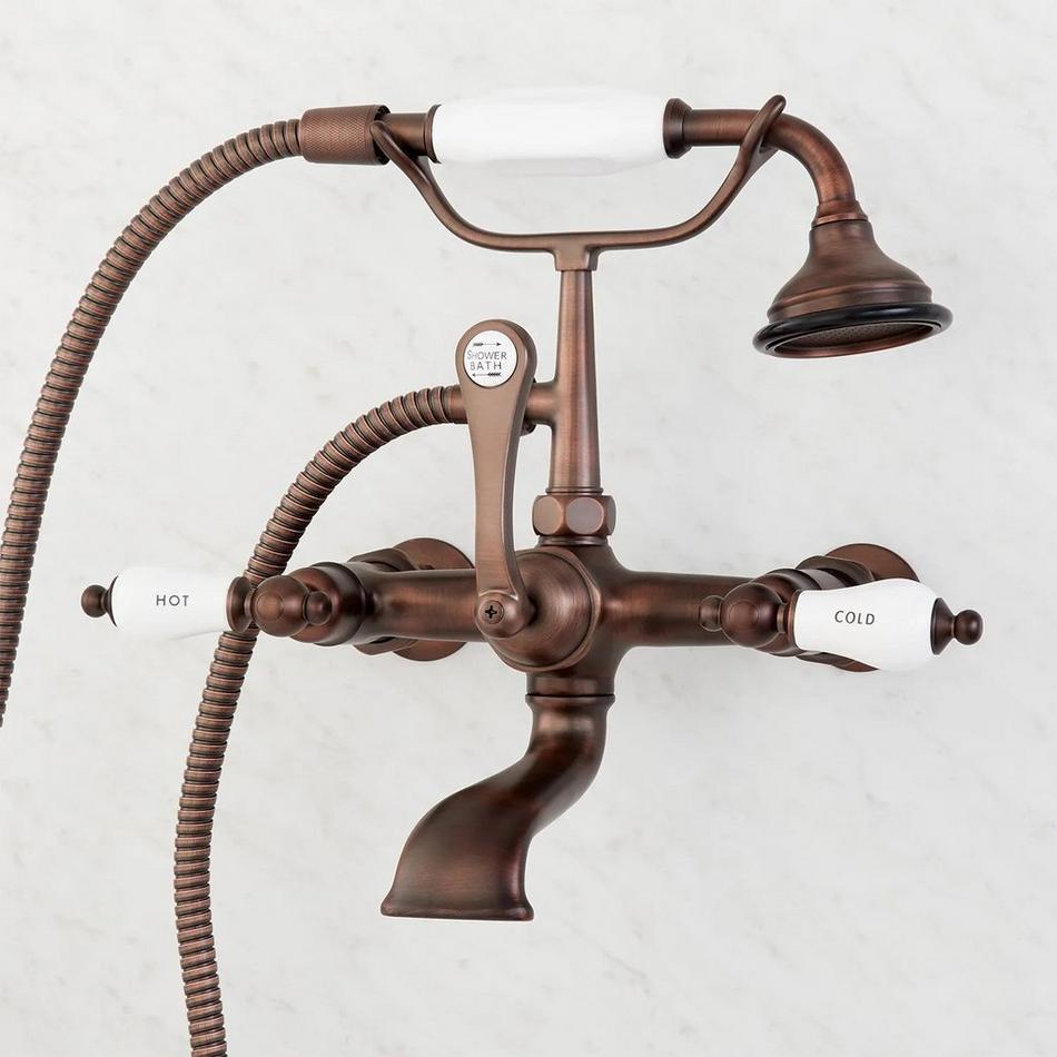 Wall-Mount Telephone Faucet and Hand Shower - Porcelain Lever Handle - Oil Rubbed Bronze, , large image number 0