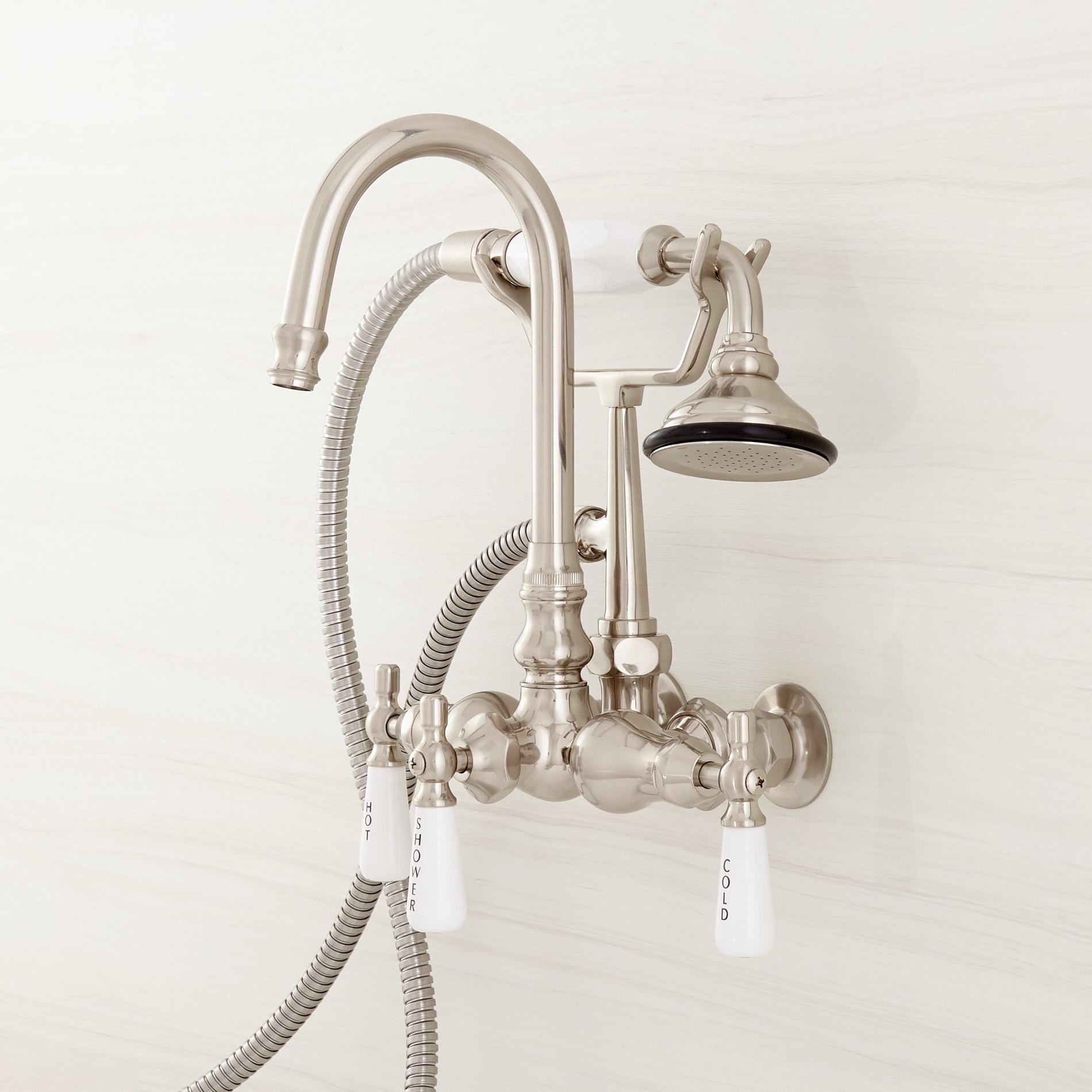 Gooseneck Tub Faucet with Hand Shower and Wall Couplers Signature Hardware