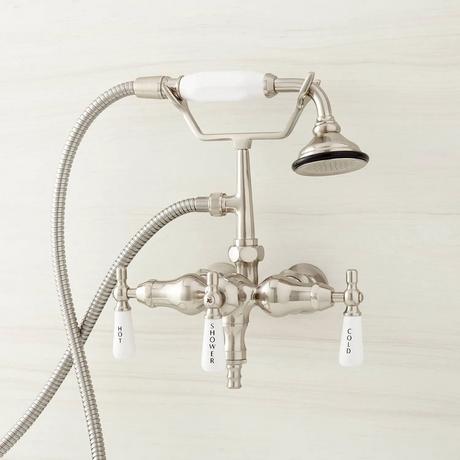 Woodrow Wall-Mount Tub Faucet with Hand Shower and Wall Couplers
