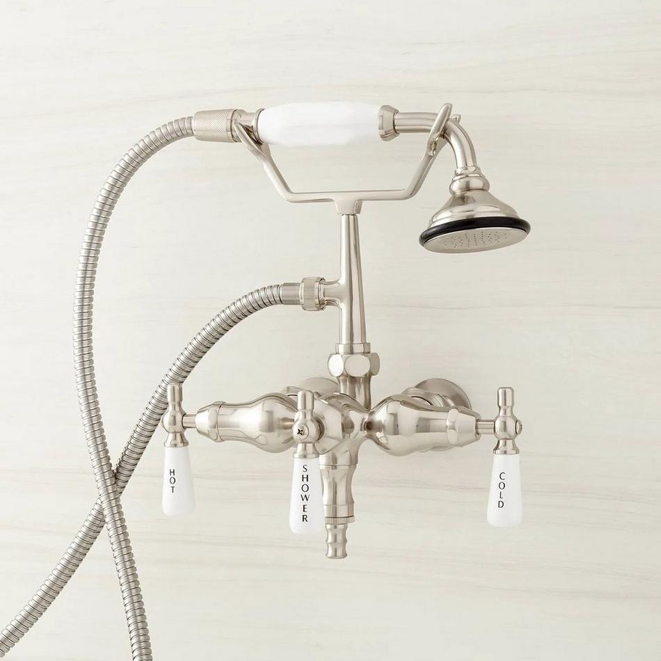 Woodrow Wall-Mount Tub Faucet with Hand Shower and 6" Wall Couplers - Brushed Nickel, , large image number 1