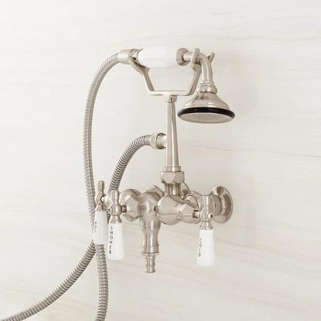 Woodrow Wall-Mount Tub Faucet with Hand Shower and Wall Couplers