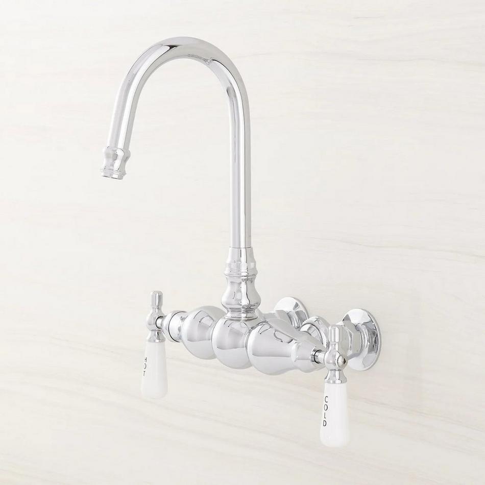 Gooseneck Spout Wall-Mount Tub Faucet with Wall Couplers, , large image number 8