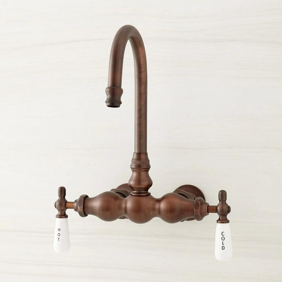 Gooseneck Spout Wall-Mount Tub Faucet with 4" Wall Couplers - Oil Rubbed Bronze, , large image number 2