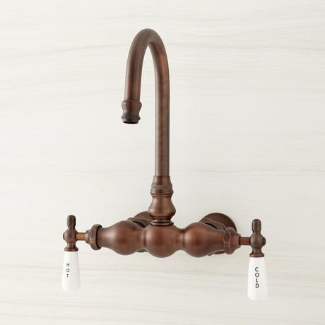 Gooseneck Spout Wall-Mount Tub Faucet with Wall Couplers
