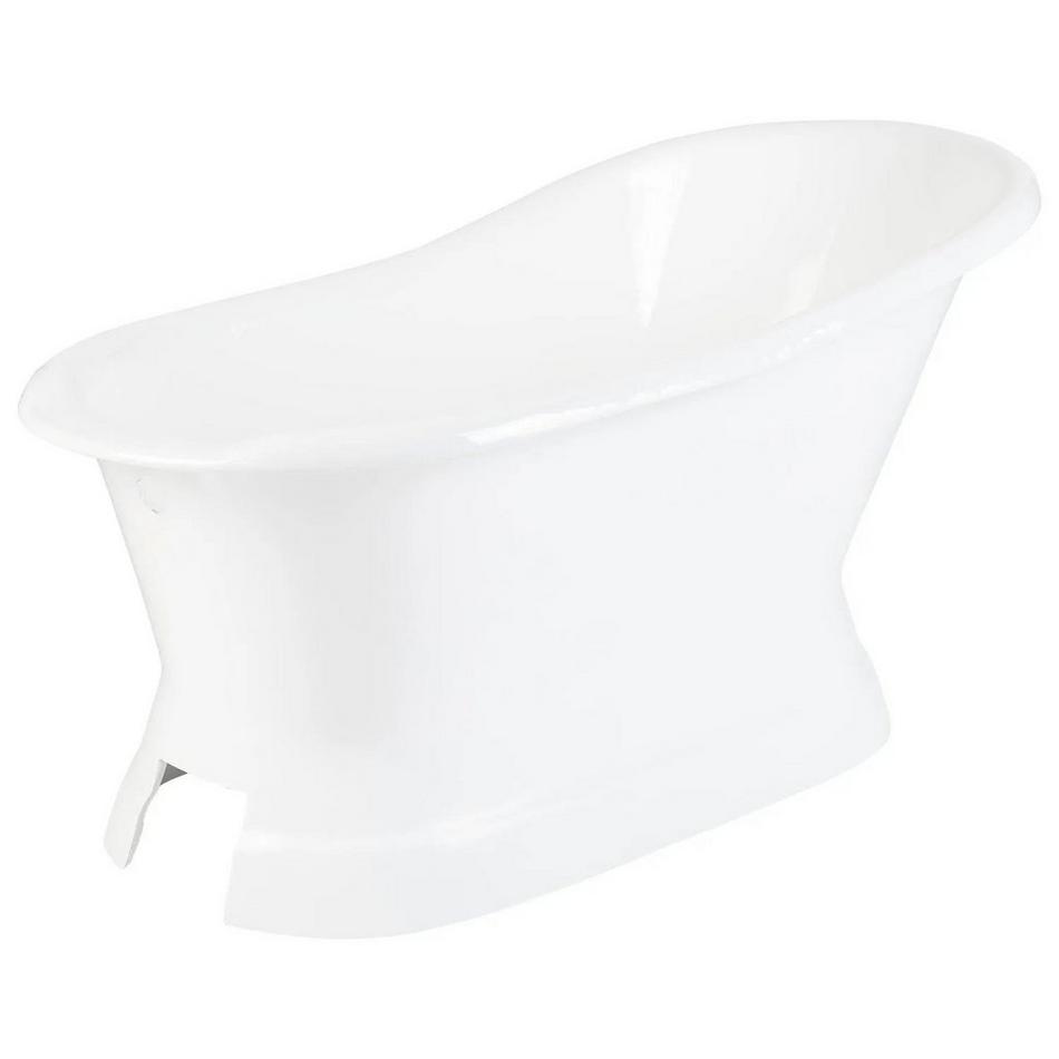 60" Socorro Cast Iron Slipper Pedestal Tub - Rolled Rim - Black Drain Kit, , large image number 0